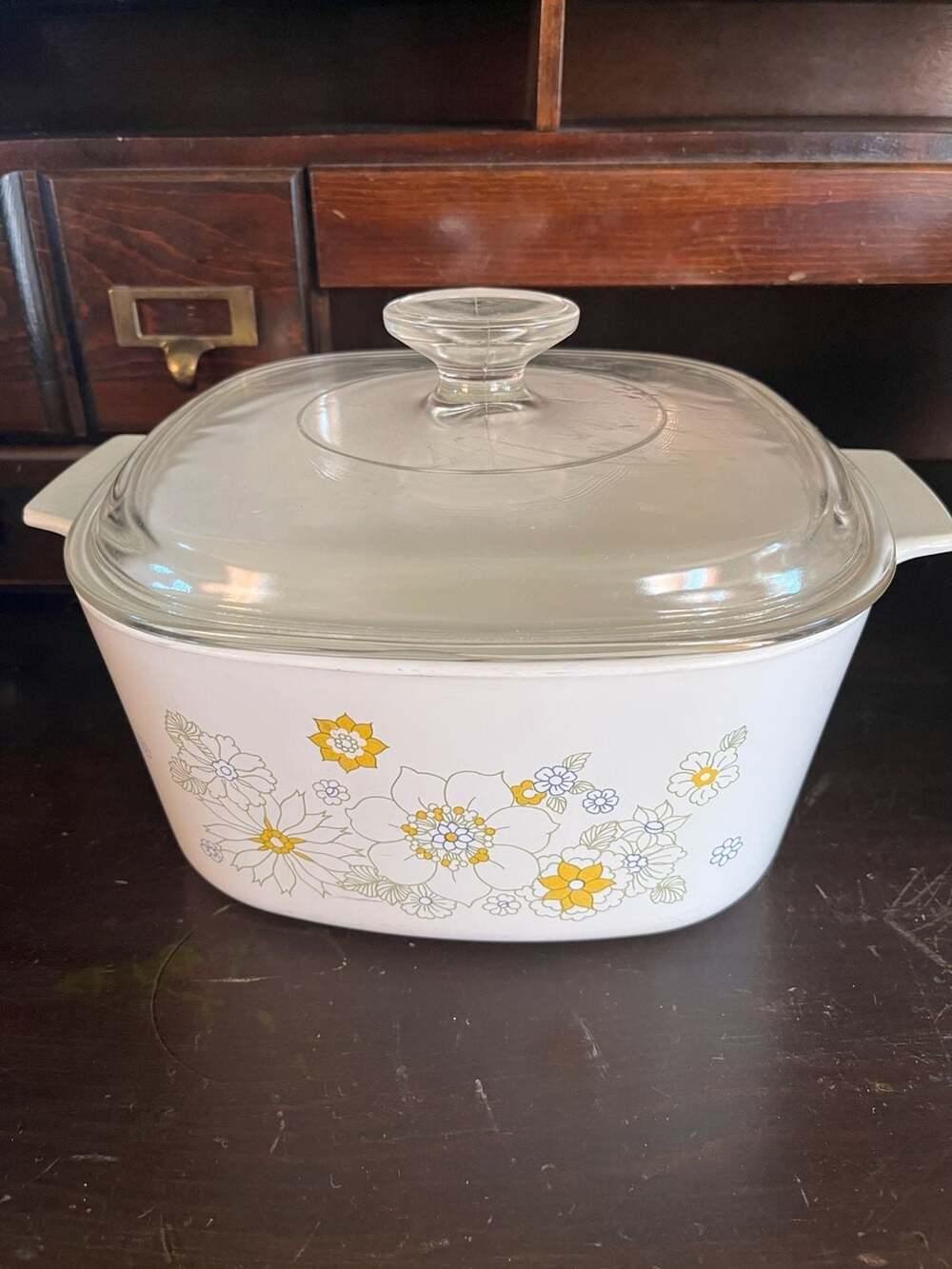 CorningWare A-3-B 3 Quart Casserole Dish with Lid, Wildflower Pattern